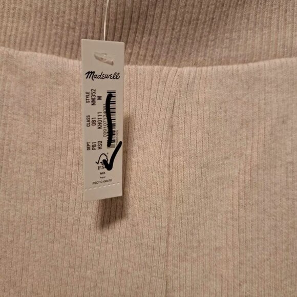 Madewell Ribbed Pull On Flare Pants Heather Summer Dune Tan Knit Womens M NM352 - Picture 6 of 8